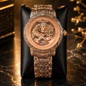 forest royal tiger skeleton rose gold automatic watch for men | luxury premium edition